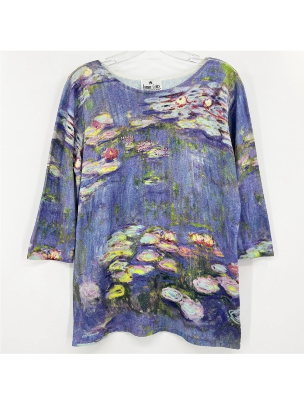 Jamie Gries Storybook Knits Water Lily Pond Scenic Art Print Thin Knit Sweater